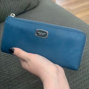 Blue Michael Kors Leather Wallet
